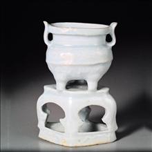 南宋景德镇窑青白釉龙凤纹三兽足香炉-南宋湖田-瓶罐炉- 藏点啦古玩网