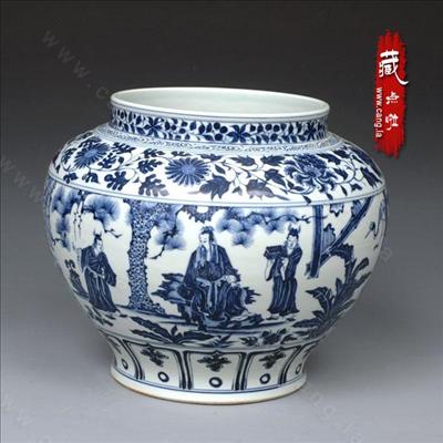 三顾茅庐元青花图罐——元青花八大罐-元青花-其它器形- 藏点啦古玩网
