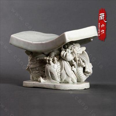 北宋青白瓷器 雕塑双龙瓷枕